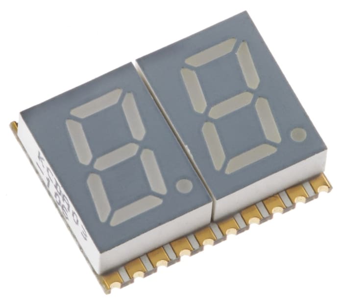 Kingbright KCDA03-106 2 Dijit 7 Segment LED Display (Gösterge), CA, Turuncu 46,000 μcd, RH DP 7,62mm