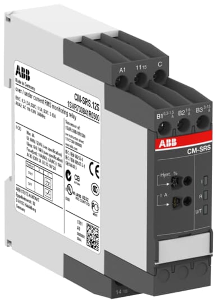 ABB Current Monitoring Relay, 1 Phase, SPDT