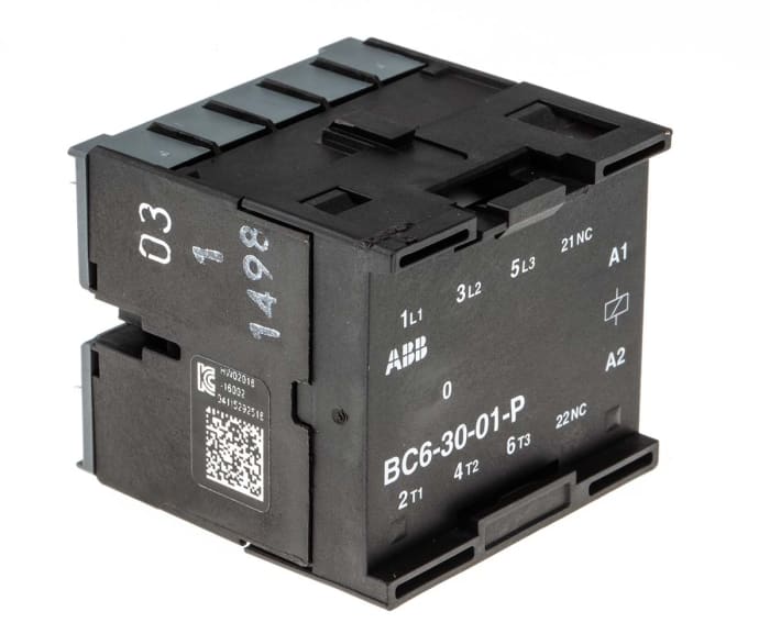 ABB B Series Contactor, 24 V dc Coil, 3-Pole, 6 A, 4 kW, 3NO, 690 V ac