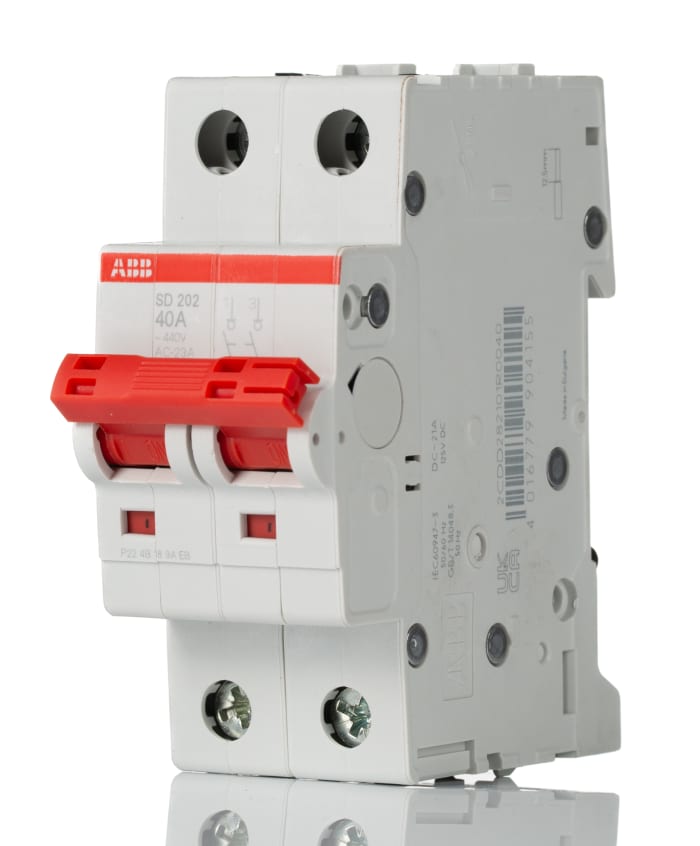 Yük Ayırıcı/Kesici, 2 Kutuplu, DIN Rayına Monte, 40 A, 2NO, IP20, IP40