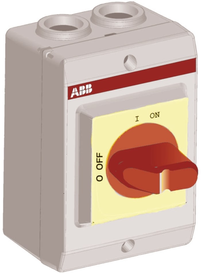 ABB 3P Pole Isolator Switch - 23A Maximum Current, 7.5kW Power Rating, IP65