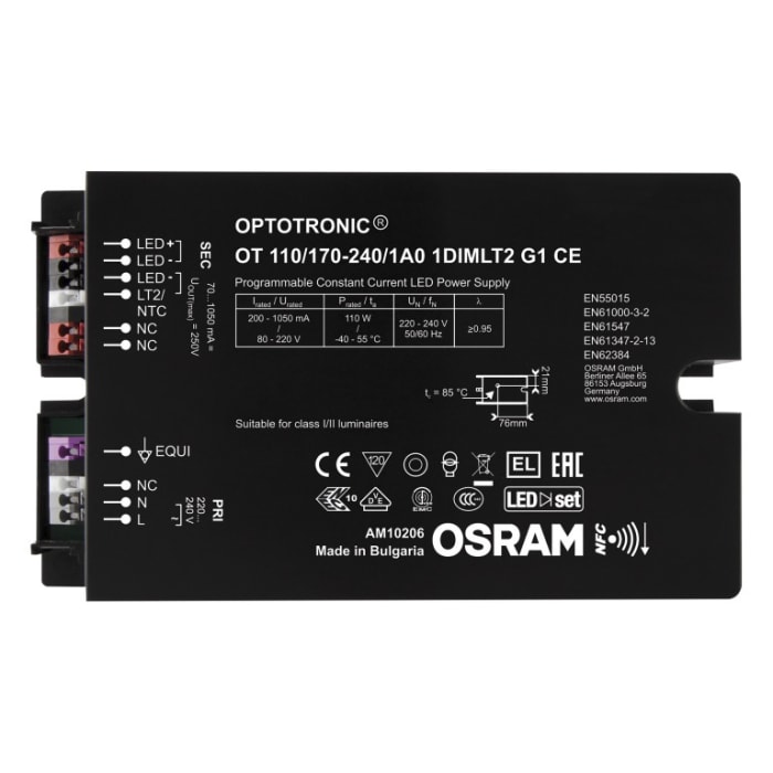 Osram 4052899541115Â, Akım Sınırlamalı LED Sürücü (LED Driver) 110W, 80 → 220V, OPTOTRONIC Serisi