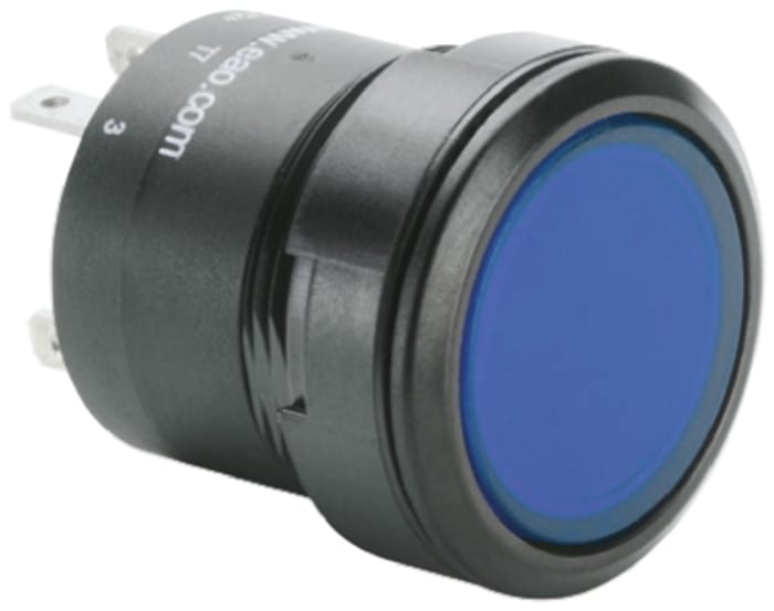EAO 84 Series Illuminated Push Button Switch, Momentary, Panel Mount, 22.5mm Cutout, SPST, 24V dc, IP67