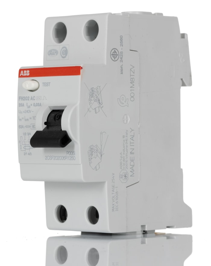 ABB 25A 2 Kutuplu Tip AC Kaçak Akım Korumalı Otomatik Sigorta (RCCB) FH200