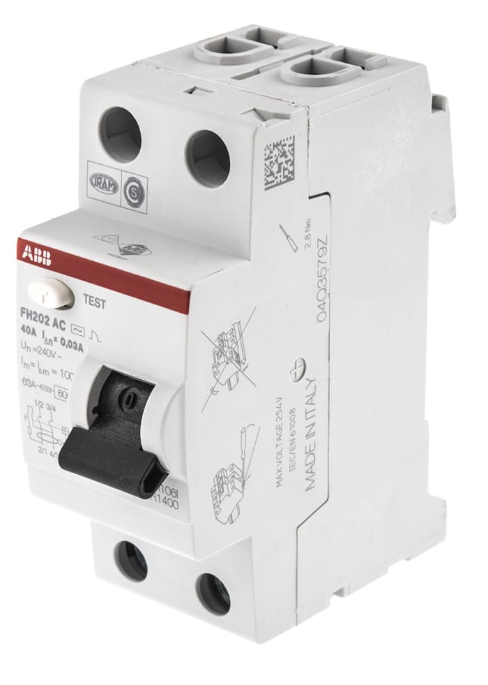 ABB 40A 2 Kutuplu Tip AC Kaçak Akım Korumalı Otomatik Sigorta (RCCB) FH200