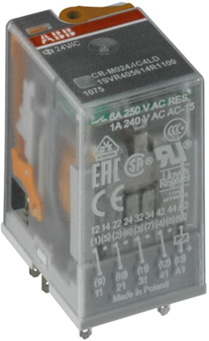 ABB CR Series Interface Relay, DIN Rail Mount, 48V ac Coil, SPDT, 12A Load