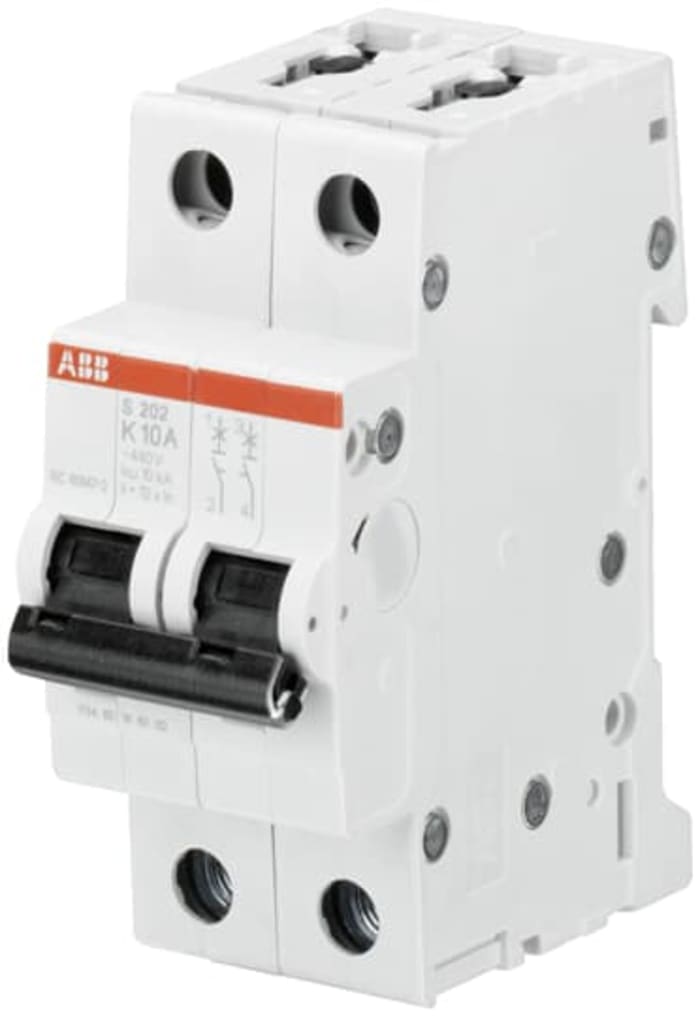 ABB System Pro M Compact S200 MCB, 2P Poles, 500mA Curve K