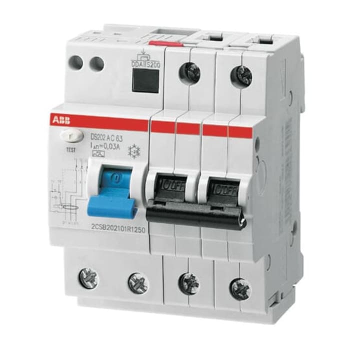 ABB RCBO, 16A Current Rating, 2P Poles, Type B