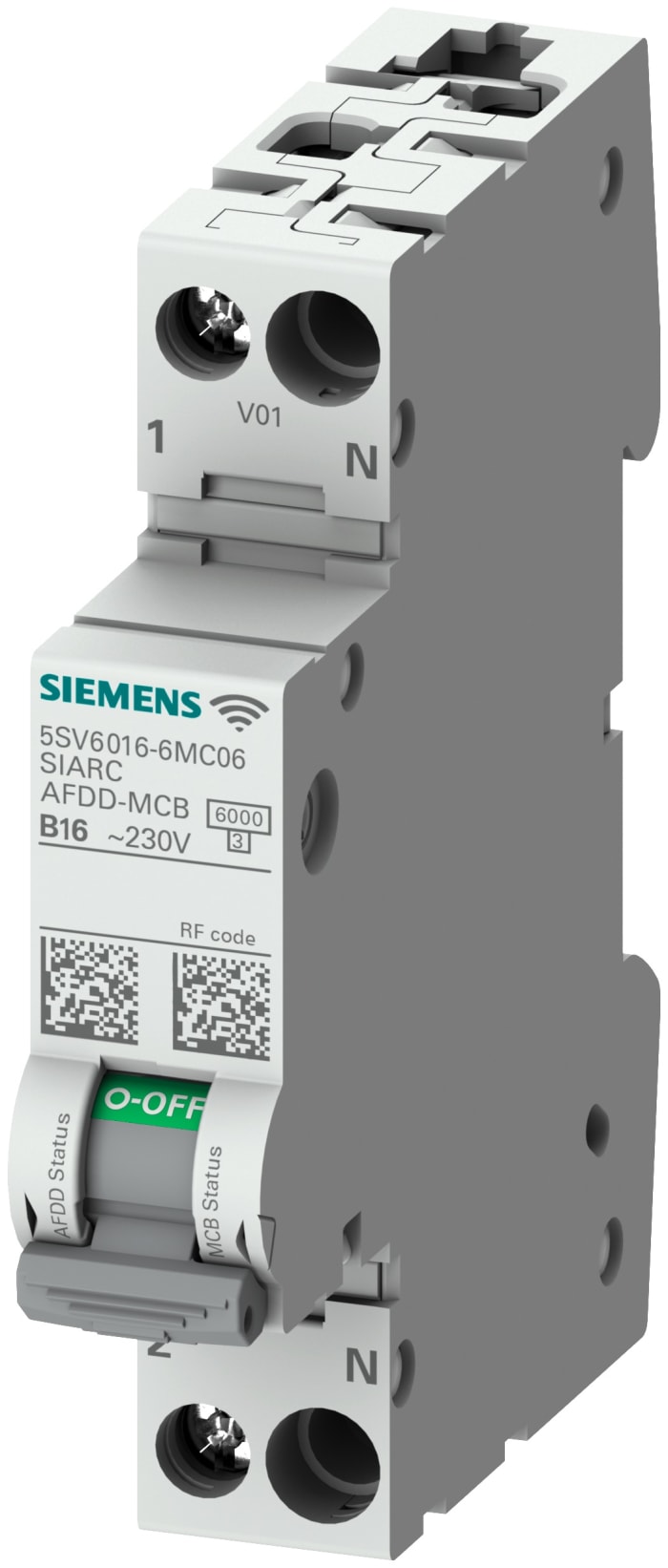 Siemens SENTRON Fire Safety Circuit Breaker, 1P+N Poles, 6A Curve C, 230V AC, AFDD