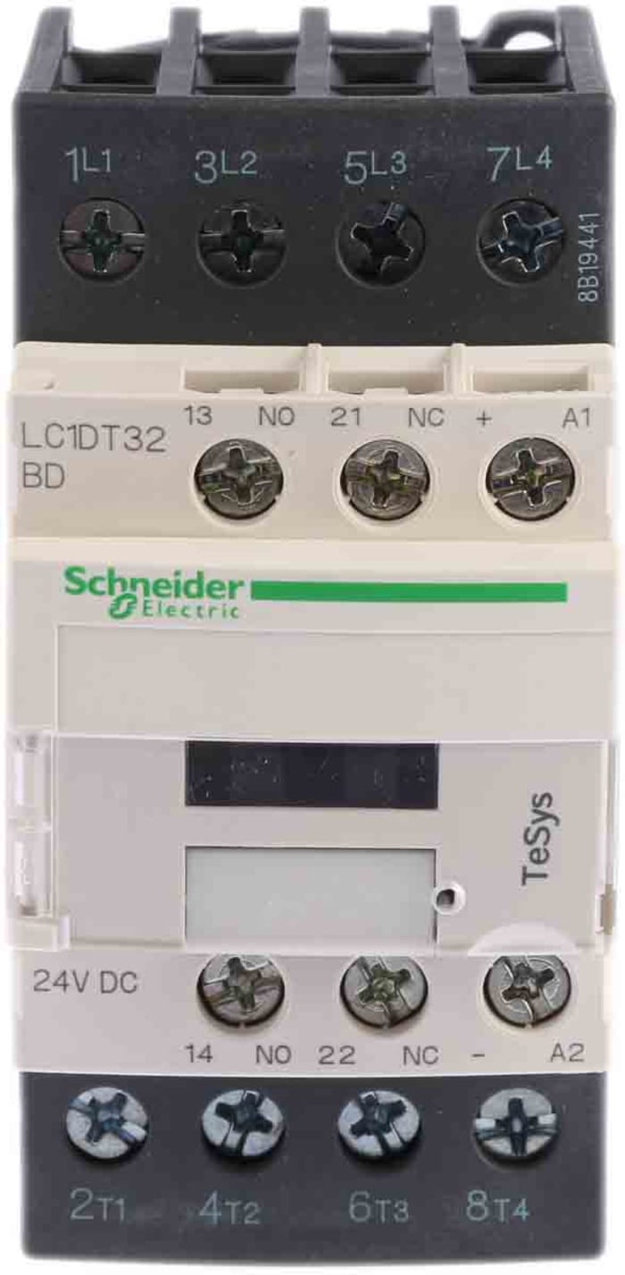 Schneider Electric TeSys D LC1D Kontaktör, 4 Kutuplu, 32 A, Bobin Gerilimi: 24 V dc