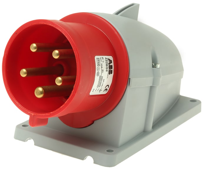 ABB Endüstriyel Fiş / Priz, Priz, 3P+N+E, 415 V, 32A, Duvara Monte, Kırmızı, IP44, Easy & Safe Serisi