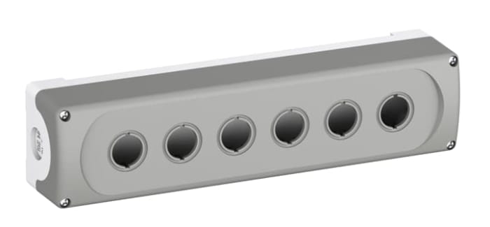 Grey Plastic MEP6 Control Station Enclosure - 6 Hole 22.5mm Diameter