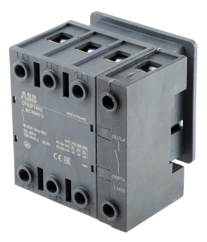 Yük Ayırıcı / Kesici, 4 Kutuplu, Panele Monte Montaj, 22 kW, 63 A, IP20