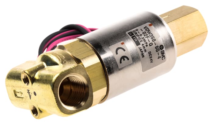 SMC Pirinç Selenoid Valf, 1/4 inç G Dişi Bağlantı, 3 Yollu, 24 V dc