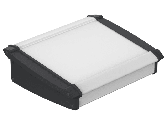 Alu-Topline Serisi Eğimli Ön Masaüstü Paneli, ABS, Alüminyum, Gri, Saydam