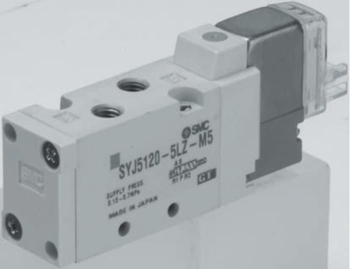 SMC 5/2 Pneumatic Solenoid Valve - Pilot/Pilot Metric M5 SYJ5000 Series 230V ac
