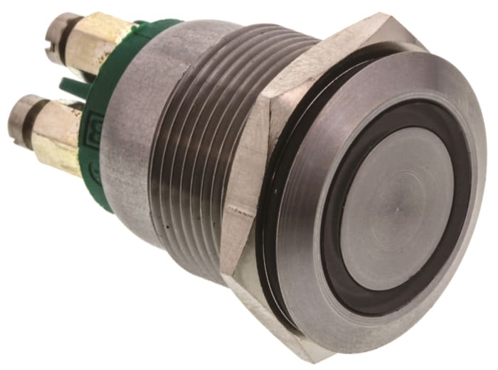 Buton / Buton Siviç / Buton Switch, Tek Kutuplu Tek Atımlı (SPST), Anlık, Aydınlatmalı, Yeşil LEDli, IP40