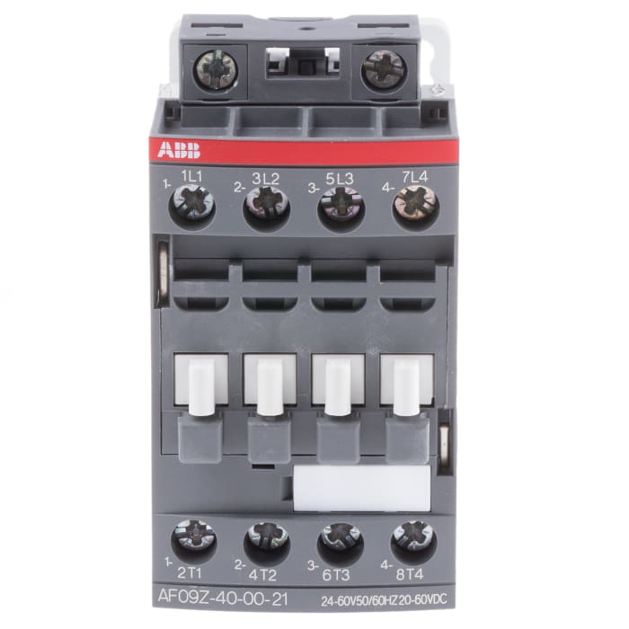 AF09 AF Aralığı Kontaktör, 4 Kutuplu, 7 A, 5,5 kW, Bobin Gerilimi: 50/60 Hzte 24 → 60 V