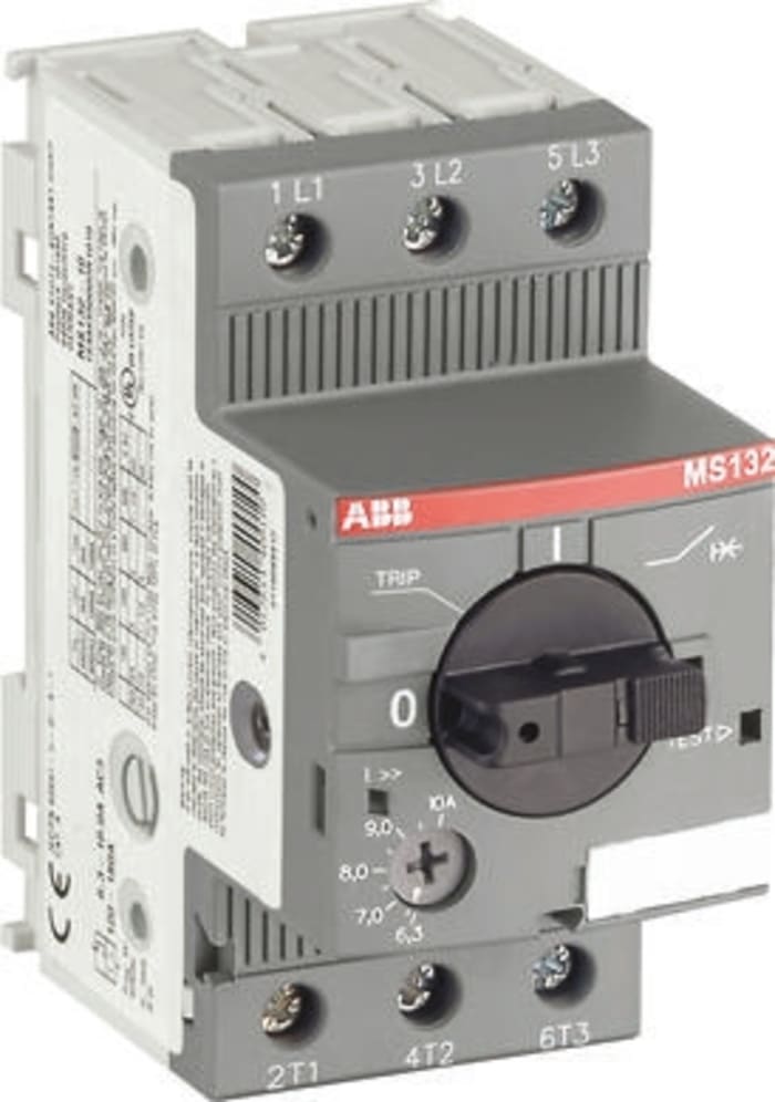 ABB Motor Koruma Şalteri, 1, 3 Fazlı, Manuel, 0,12 kW, 690 V ac, IP20