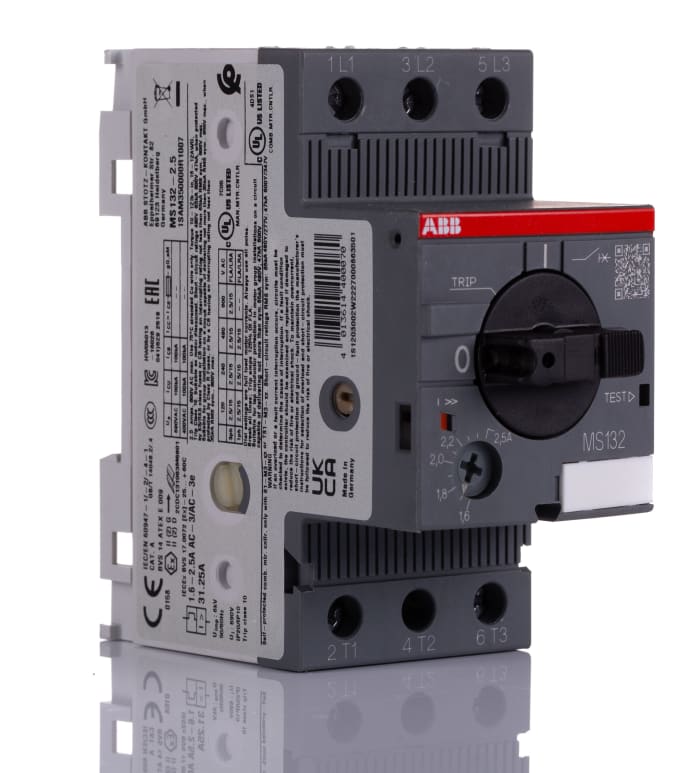 ABB Motor Koruma Şalteri, 1, 3 Fazlı, Manuel, 0,75 kW, 690 V ac, IP20