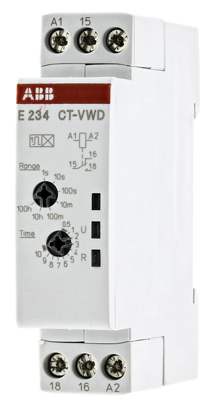 ABB Zaman Rölesi, SPDT, Vida, Tek Kontaklı, Tekli, SPDT, 24 → 240 V ac, 24 → 48 V dc
