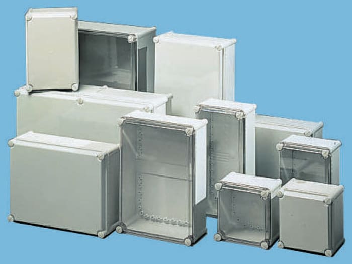 Fibox SOLID PC Series Grey Polycarbonate Enclosure, IP67, Grey Lid, 558 x 278 x 130mm