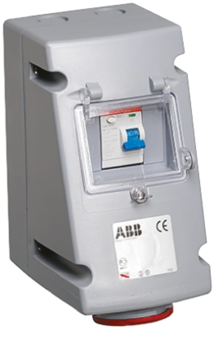 ABB RCD(Kaçak Akım) Korumalı Priz / Fiş, Priz, 3P+N+E, 415 V, 32A, Duvara Monte, Kırmızı, IP44