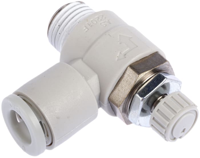 SMC AS Series Threaded Speed Controller, R 1/8 Male Inlet Port x R 1/8 Male Outlet Port x 6mm Tube Outlet Port