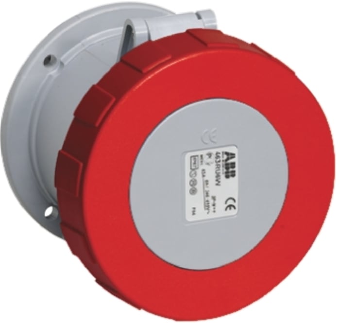 ABB Endüstriyel Fiş / Priz, Priz, 3P+N+E, 415 V, 63A, Panoya / Panele Monte, Kırmızı, IP67, Tough & Safe Serisi