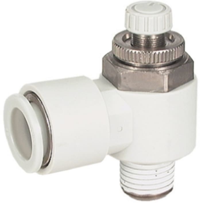 SMC AS Series Threaded Speed Controller, R 1/8 Male Inlet Port x R 1/8 Male Outlet Port x 4mm Tube Outlet Port