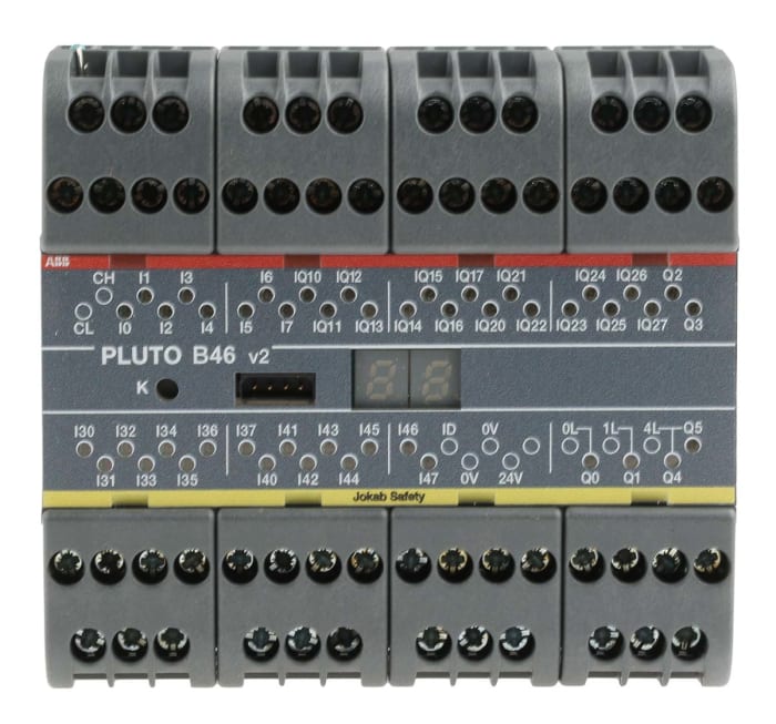ABB Pluto 2TLA Serisi Emniyet Kontrol Ünitesi (Safety Controller), 24 Girişli, 6 Çıkışlı, 24 V dc