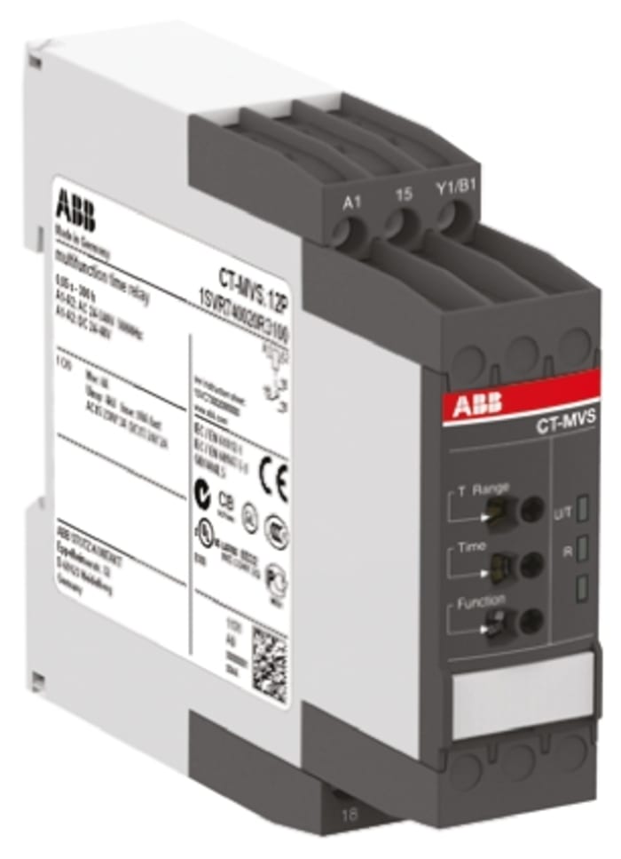 ABB Zaman Rölesi, SPDT, Geçirmeli, Tek Kontaklı Çok İşlevli, SPDT, 24 → 240 V ac, 24 → 48 V dc