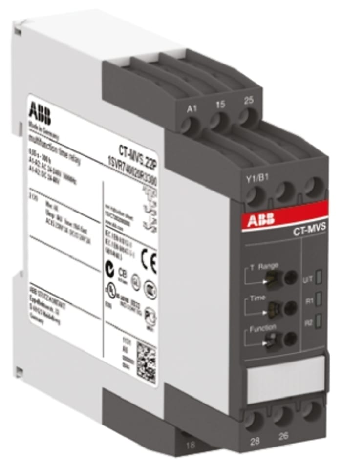 ABB Zaman Rölesi, DPDT, Geçirmeli, 2 Kontaklı Çok İşlevli, SPDT, 24 → 240 V ac, 24 → 48 V dc