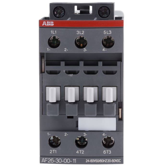 AF26Z AF Aralığı Kontaktör, 3 Kutuplu, 45 A, Bobin Gerilimi: 24 V ac/dc