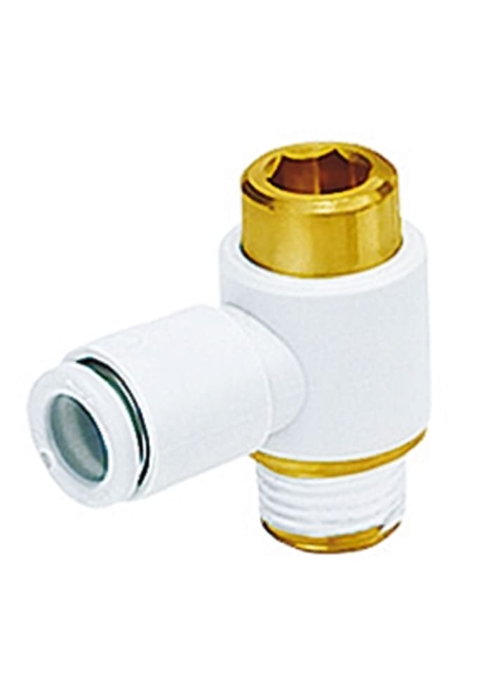 SMC KQ2 Series Elbow Threaded Adaptor, R 1/8 Male to Push In 8 mm, Threaded-to-Tube Connection Style