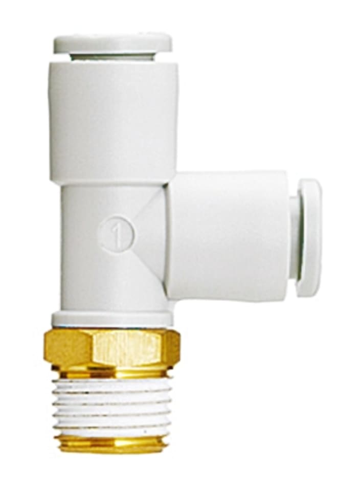 SMC KQ2 Series Tee Threaded Adaptor, Push In 6 mm to Push In 6 mm, Threaded-to-Tube Connection Style