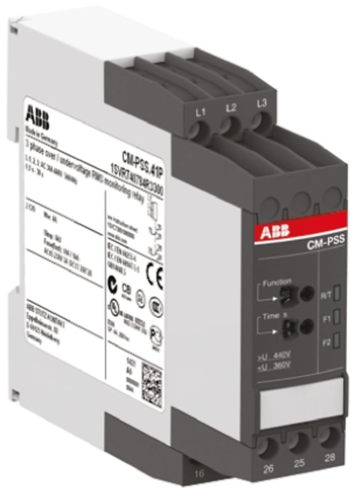 ABB Kontrol Rölesi, DPDT, Faz, Gerilim, 3 Fazlı, Besleme Gerilimi: 380 V ac