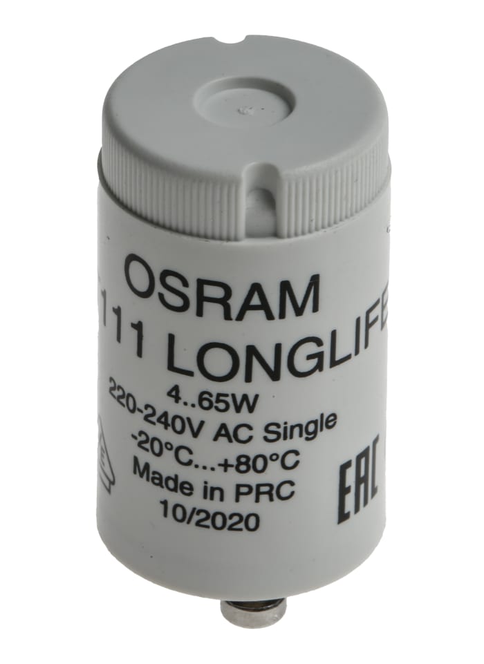 Osram Floresan Işık Etkinleştiricisi, 21,5mm Çapında, 40,3 mm Uzunluğunda, Parlak, 220 → 240 V ac, 65 W