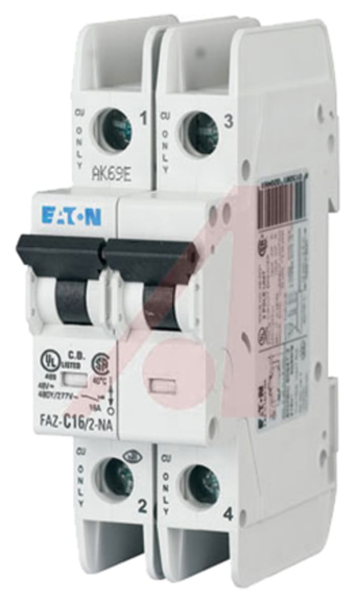 Eaton xEffect MCB, 2P Poles, 20A Curve D, 240 → 415V AC, 10 kA Breaking Capacity, MCB
