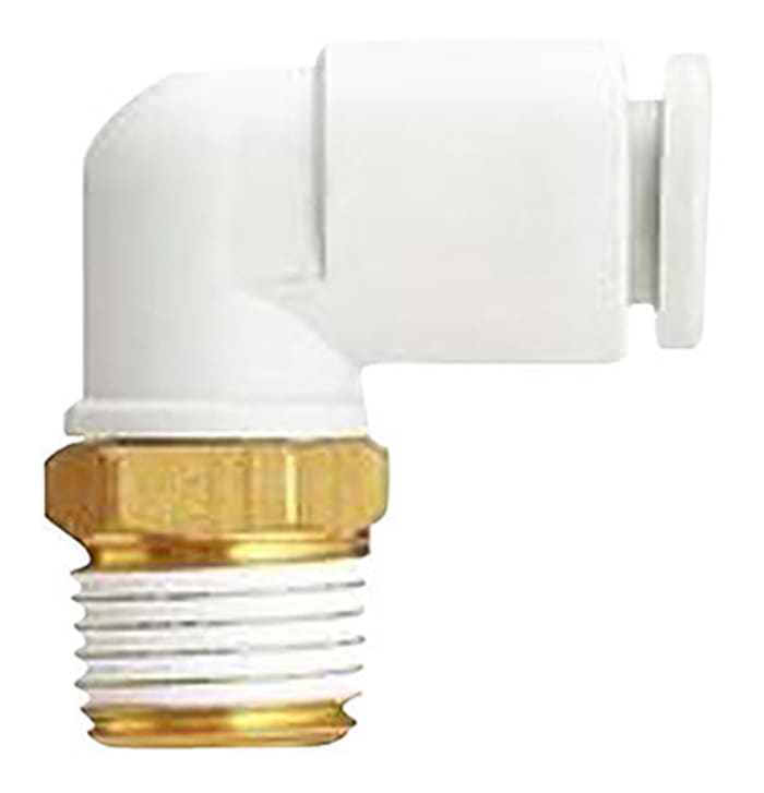 SMC KQ2 Series Elbow Threaded Adaptor, M5 Male to Push In 6 mm, Threaded-to-Tube Connection Style
