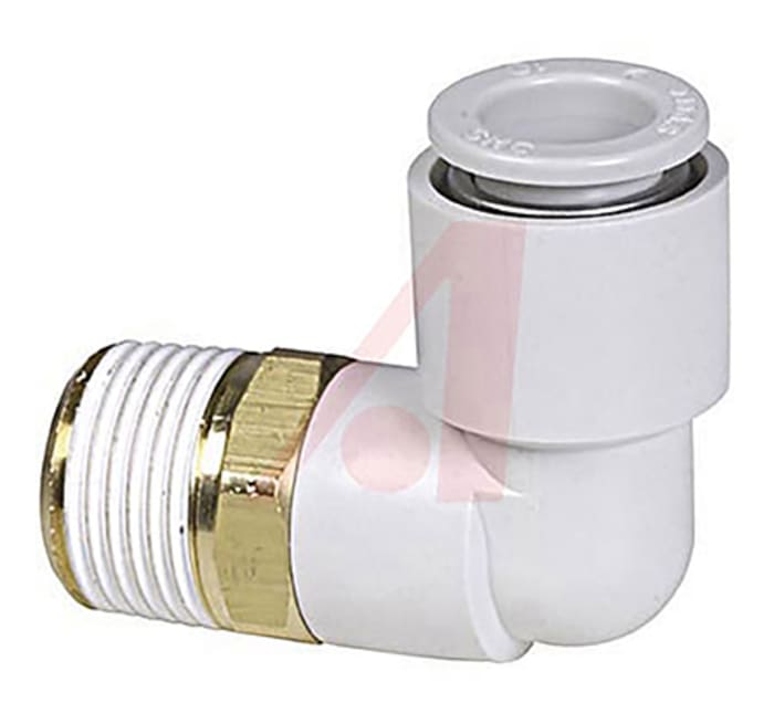 SMC KQ2 Series Elbow Threaded Adaptor, R 1/4 Male to Push In 8 mm, Threaded-to-Tube Connection Style