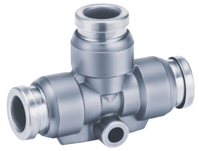 SMC, KQB2 Serisi Tee Dişli-Boru Adaptör, Nikel Kaplamalı Pirinç, Bağlantılar: İterek Sokma 6 mm