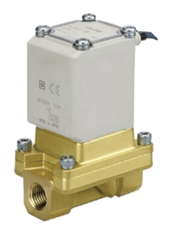 SMC Pirinç Selenoid Valf, 1/2 inç G Bağlantı, 2 Yollu, 230 V ac