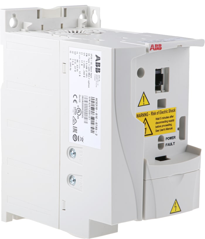 ABB ACS310 İnverter Sürücü, Tek Fazlı, 1,5 kW, 230 V, 7,5 A, 0 → 500Hz, EMC Filtreli