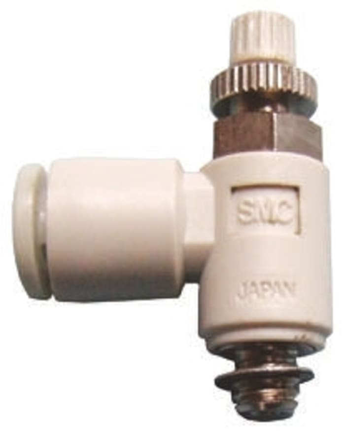 SMC AS Series Threaded Speed Controller, R 1/2 Male Inlet Port x R 1/2 Male Outlet Port x 12mm Tube Outlet Port