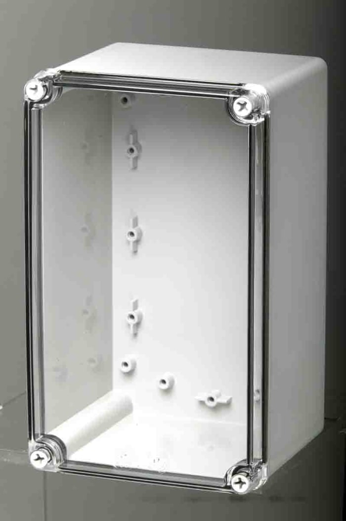 Fibox Grey Polycarbonate Enclosure, IP66, IP67, IK08, Transparent Lid, 230 x 140 x 125mm