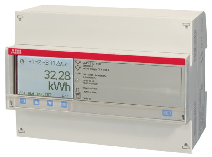 ABB 3 Phase LCD Energy Meter, Type Direct Connected