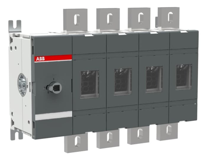 ABB 4P Pole Screw Mount Switch Disconnector - 1250A Maximum Current, 1200kW Power Rating, IP00