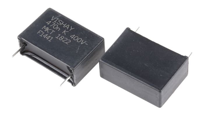 Vishay 470nF Polyester Kapasitörü PET 200 V ac, 400 V dc ±10%, Serisi: MKT 1822, İğne Bacaklı