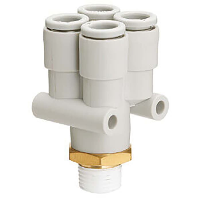 SMC KQ2 Series Double Y Threaded-to Tube Adaptor, Push In 6 mm to Push In 6 mm, Threaded-to-Tube Connection Style